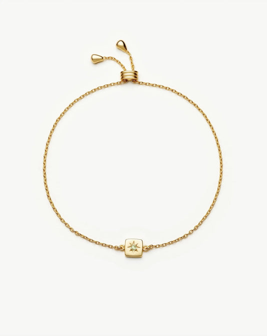 August Birthstone Slider Bracelet | 18ct Gold Plated/Peridot