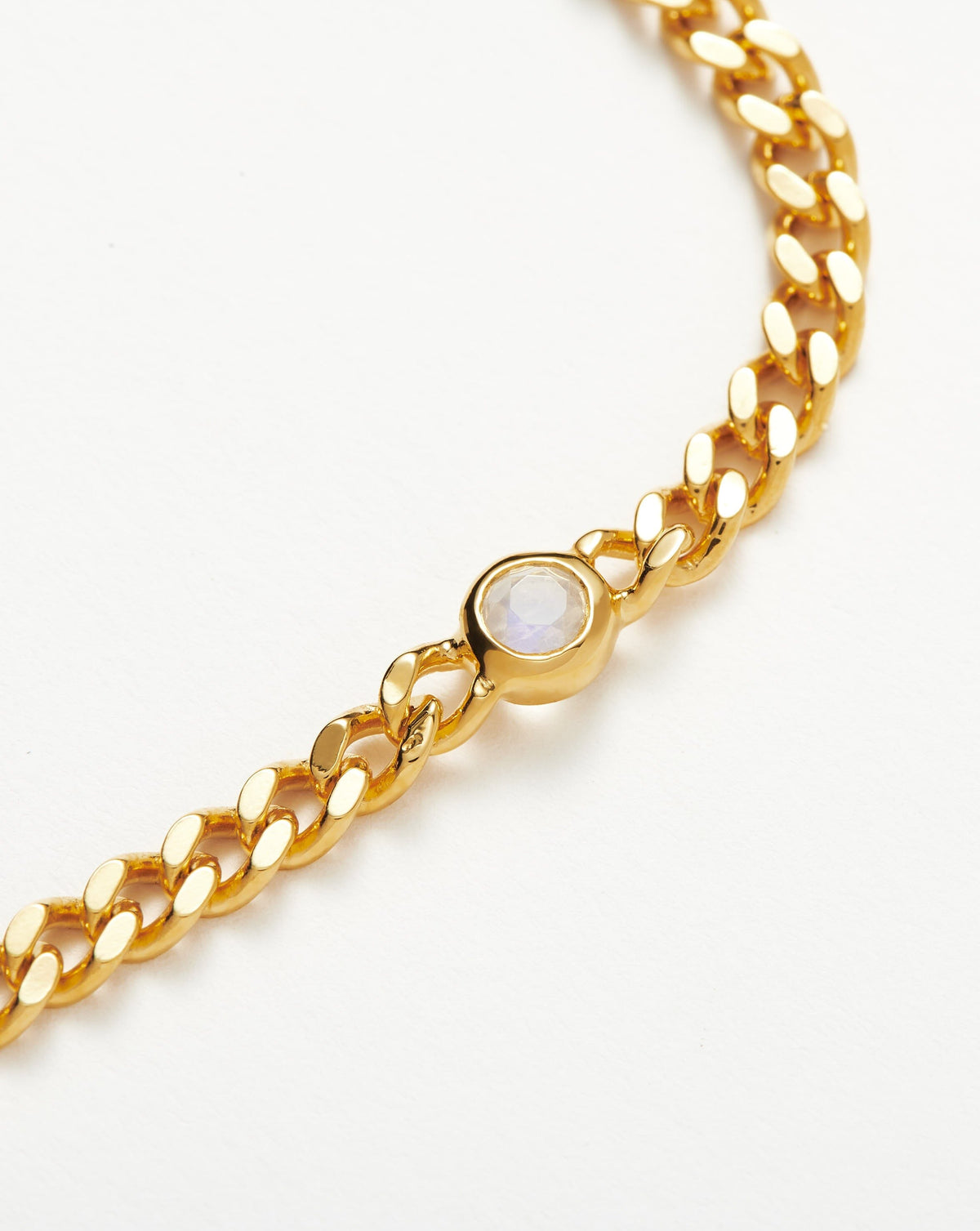 June Birthstone Chain Bracelet | 18ct Gold Plated Vermeil/Rainbow Moonstone