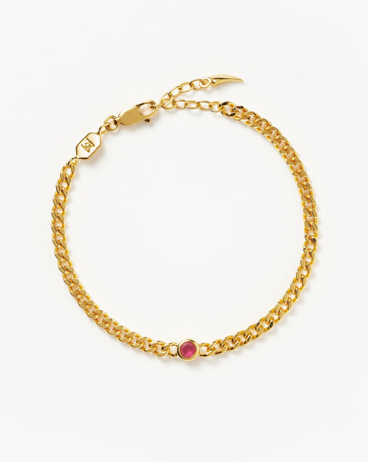 October Birthstone Chain Bracelet | 18ct Gold Plated Vermeil/Pink Tourmaline