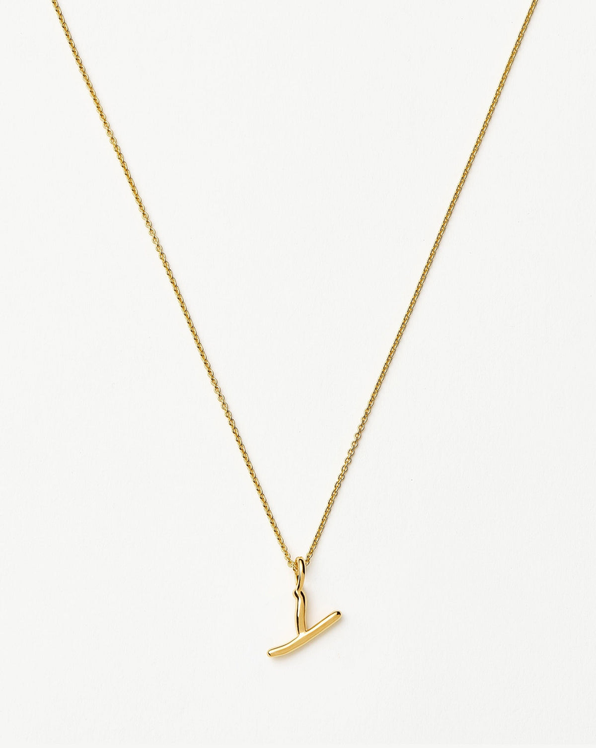 Curly Molten Mini Initial Necklace - Y | 18ct Gold Vermeil