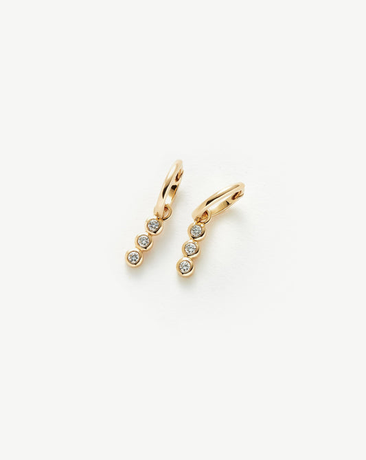 Solid Gold Diamond Charm Hoop Earrings