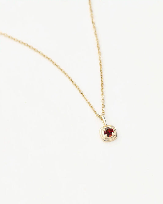 Solid Gold January Birthstone Pendant Necklace | 14ct Solid Gold/Garnet