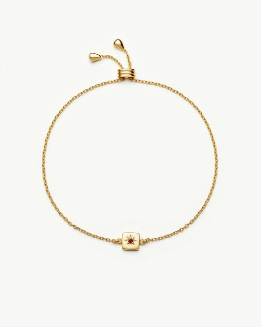 January Birthstone Slider Bracelet | 18ct Gold Plated/Natural Garnet