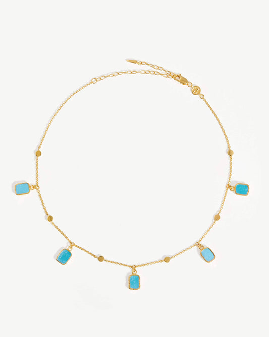 Lena Charm Choker | 18ct Gold Plated/Turquoise