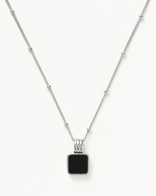 Lucy Williams Square Onyx Necklace | Sterling Silver/Black Onyx