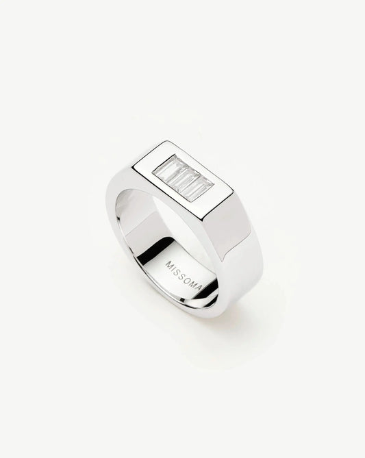 Lucy Williams Triple Stone Chunky Ring | Silver Plated
