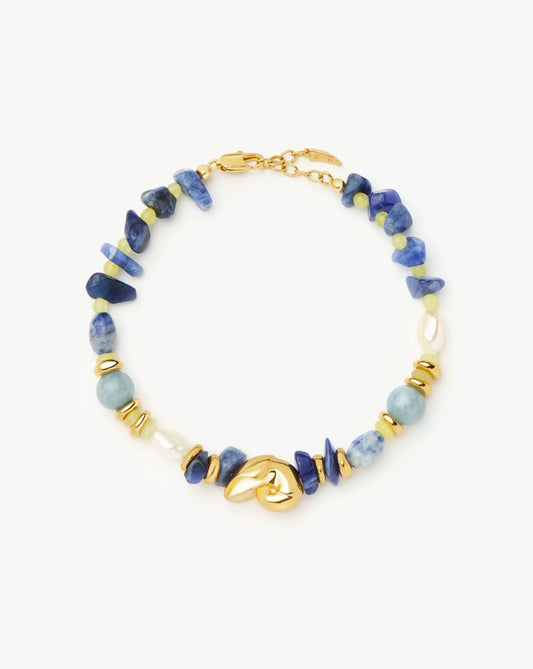 Shell Statement Multi Beaded Bracelet | 18ct Gold Plated/Multi Gemstone