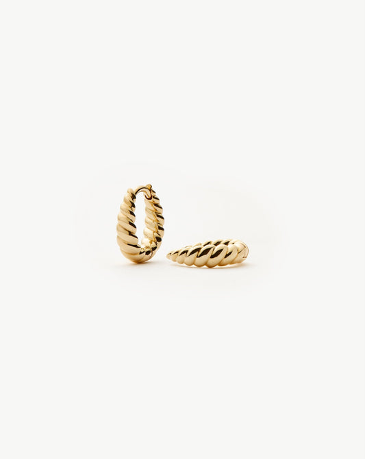 Solid Gold Twisted Huggies | 9ct Solid Yellow Gold