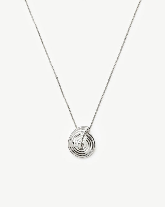 Spiral Large Pendant Necklace | Silver Plated