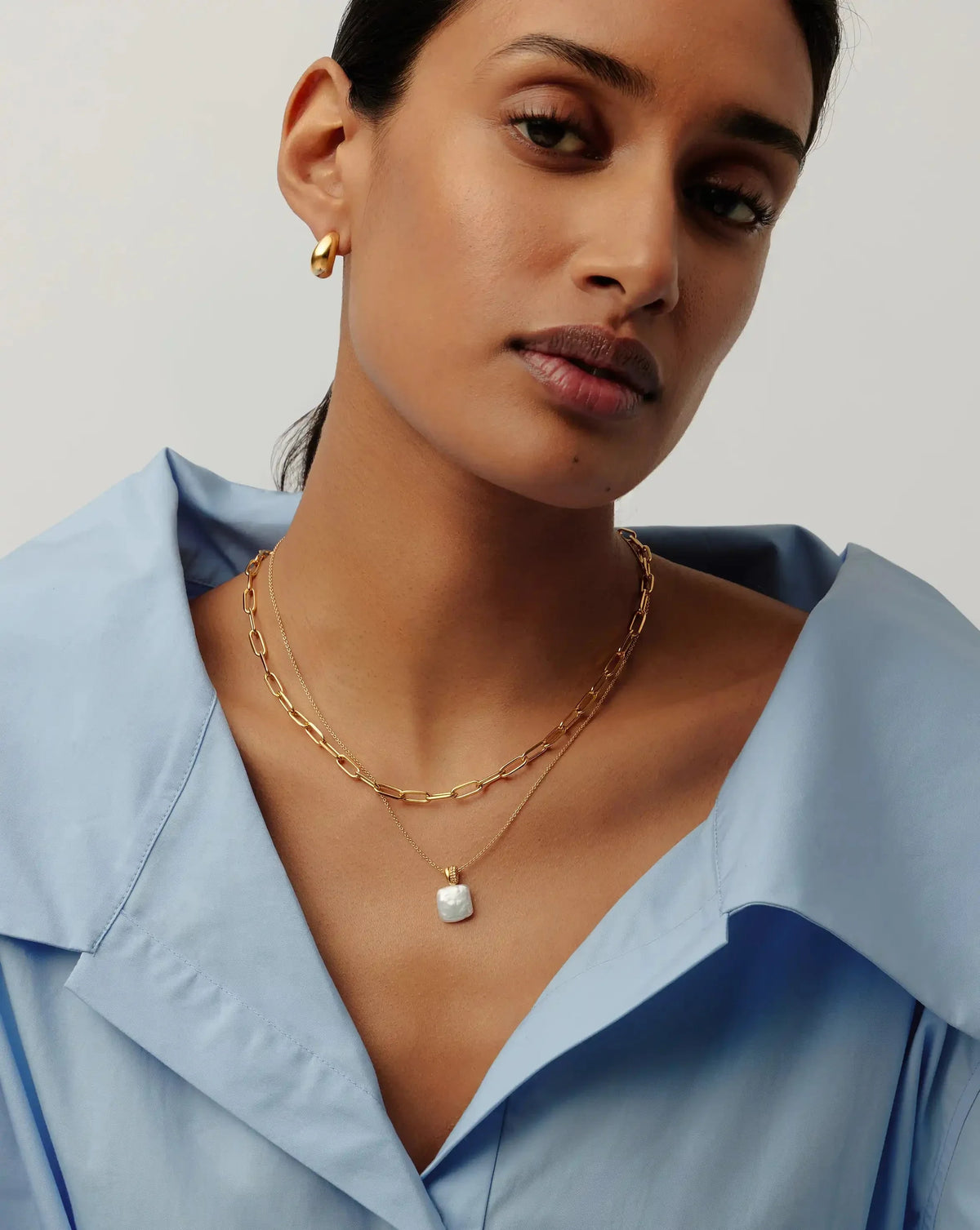 Square Pearl Baya Pendant Necklace | 18ct Gold Vermeil/Pearl