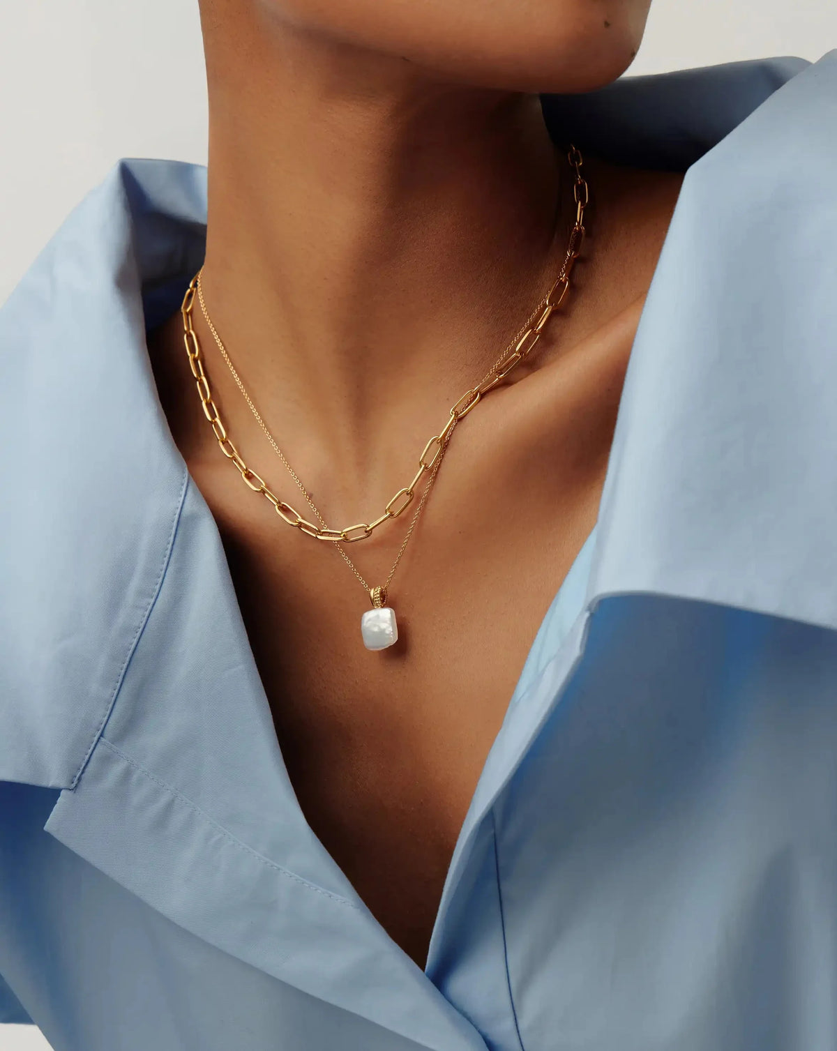 Square Pearl Baya Pendant Necklace | 18ct Gold Vermeil/Pearl