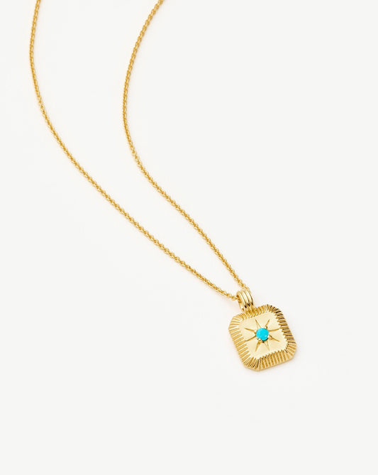 December Birthstone Pendant Necklace | 18ct Gold Vermeil/Dyed Turquoise Magnesite