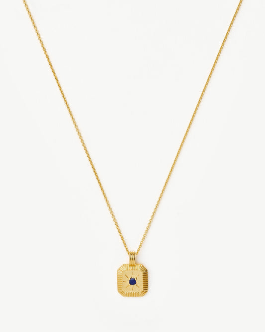 September Birthstone Pendant Necklace | 18ct Gold Vermeil/Lapis