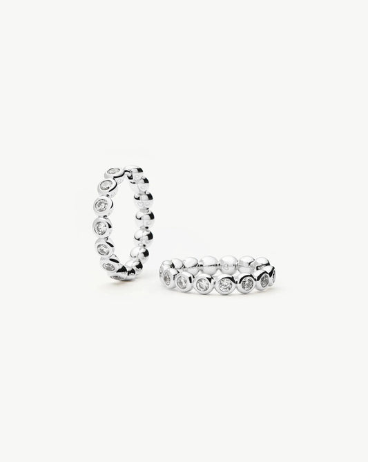 Tennis Classic Hoop Earrings | Silver Plated/Cubic Zirconia