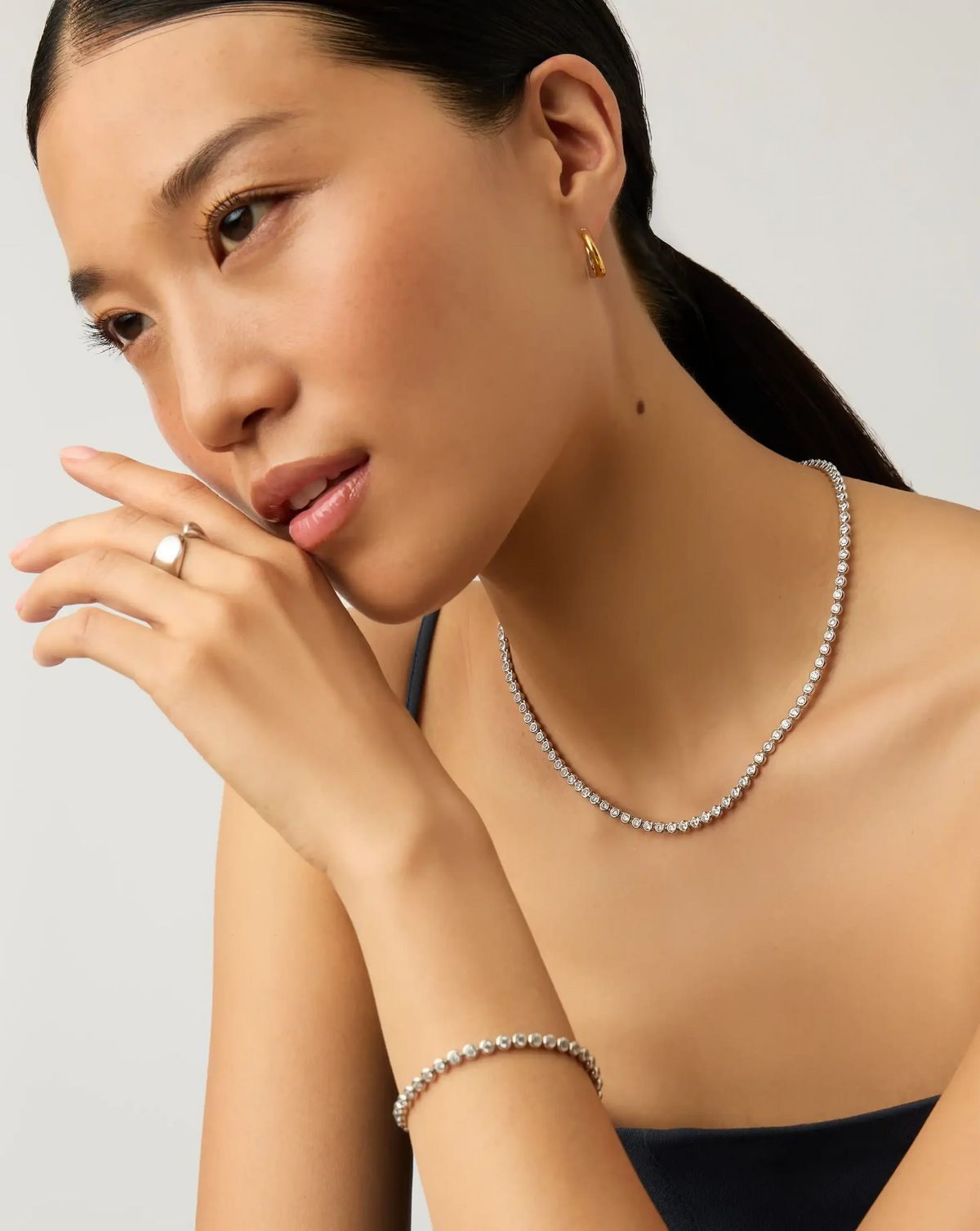 The Time for Tennis Set | Silver Plated/Sterling Silver/Cubic Zirconia